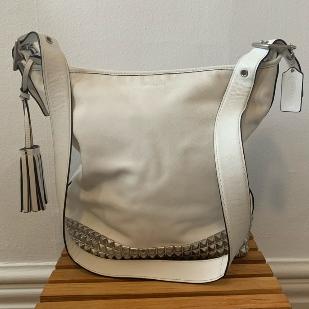 COACH legacy studded duffle in white